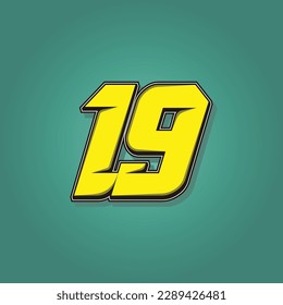 Simple vector number for all about sports, custom, and racing start number. Template number 19