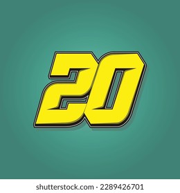 Simple vector number for all about sports, custom, and racing start number. Template number 20