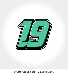 Simple vector number for all about sports, custom, and racing start number. Template number 19