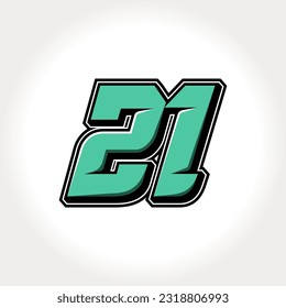 Simple vector number for all about sports, custom, and racing start number. Template number 21