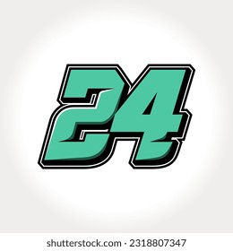 Simple vector number for all about sports, custom, and racing start number. Template number 24
