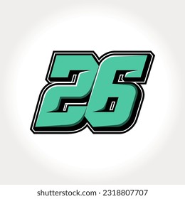 Simple vector number for all about sports, custom, and racing start number. Template number 26