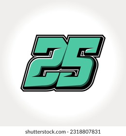 Simple vector number for all about sports, custom, and racing start number. Template number 25