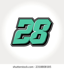 Simple vector number for all about sports, custom, and racing start number. Template number 28