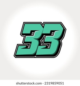 Simple número vector para todos sobre deportes, personalizado y número de inicio de carrera. Número de plantilla 33