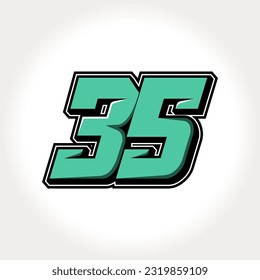 Simple vector number for all about sports, custom, and racing start number. Template number 35