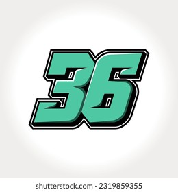 Simple vector number for all about sports, custom, and racing start number. Template number 36