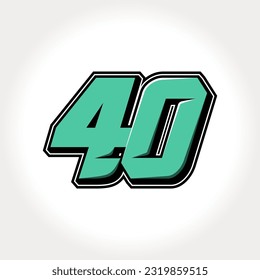 Simple vector number for all about sports, custom, and racing start number. Template number 40
