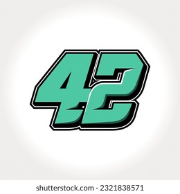 Simple vector number for all about sports, custom, and racing start number. Template number 42