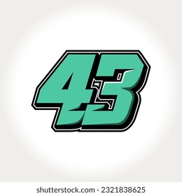 Simple vector number for all about sports, custom, and racing start number. Template number 43