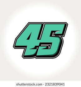 Simple vector number for all about sports, custom, and racing start number. Template number 45