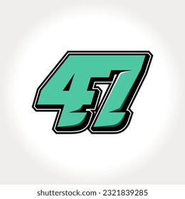 Simple vector number for all about sports, custom, and racing start number. Template number 47