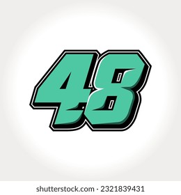 Simple vector number for all about sports, custom, and racing start number. Template number 48
