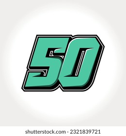 Simple vector number for all about sports, custom, and racing start number. Template number 50