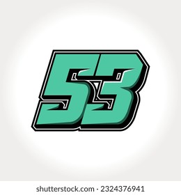 Simple vector number for all about sports, custom, and racing start number. Template number 53
