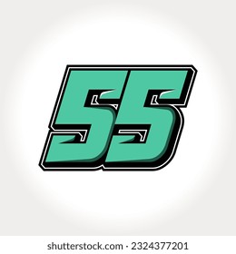 Simple vector number for all about sports, custom, and racing start number. Template number 55