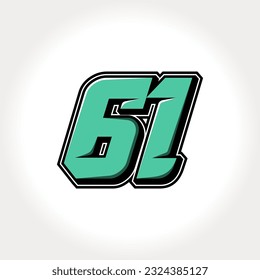 Simple vector number for all about sports, custom, and racing start number. Template number 61