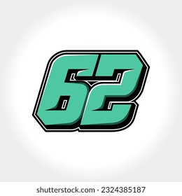 Simple vector number for all about sports, custom, and racing start number. Template number 62