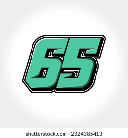 Simple vector number for all about sports, custom, and racing start number. Template number 65