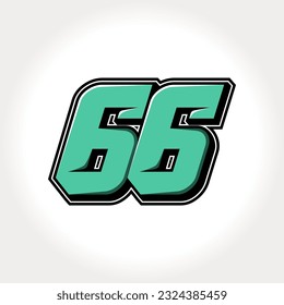 Simple vector number for all about sports, custom, and racing start number. Template number 66