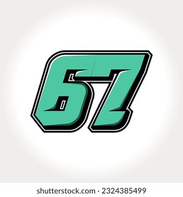 Simple vector number for all about sports, custom, and racing start number. Template number 67