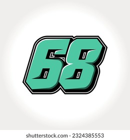 Simple vector number for all about sports, custom, and racing start number. Template number 68