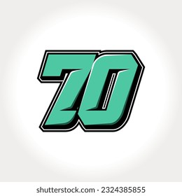 Simple vector number for all about sports, custom, and racing start number. Template number 70