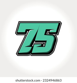 Simple vector number for all about sports, custom, and racing start number. Template number 75