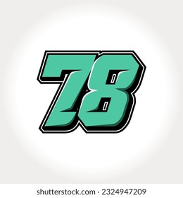 Simple vector number for all about sports, custom, and racing start number. Template number 78