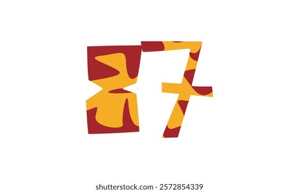 Simple vector number, lunar new year concept, red and gold isolated on white background,Template number 87
