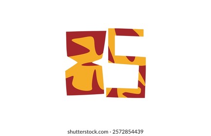 Simple vector number, lunar new year concept, red and gold isolated on white background,Template number 85