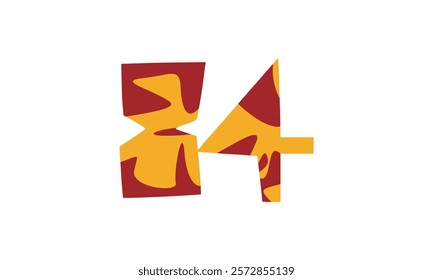 Simple vector number, lunar new year concept, red and gold isolated on white background,Template number 84