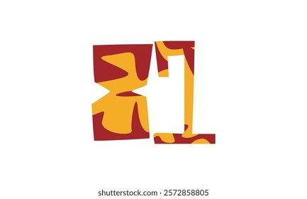 Simple vector number, lunar new year concept, red and gold isolated on white background, template number 81, eighty one