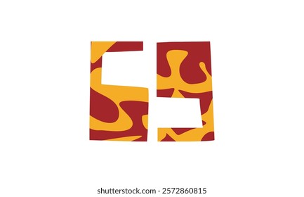 Simple vector number, lunar new year concept, red and gold isolated on white background, template number 61, sixty one 