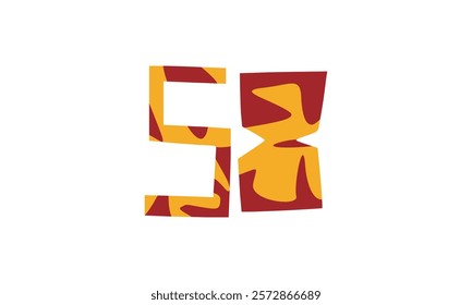 Simple vector number, lunar new year concept, red and gold isolated on white background, template number 58, fifty eight