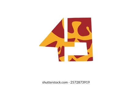 Simple vector number, lunar new year concept, red and gold isolated on white background, template number 49, fourty nine