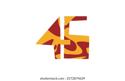 Simple vector number, lunar new year concept, red and gold isolated on white background, template number 46