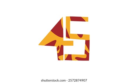 Simple vector number, lunar new year concept, red and gold isolated on white background, template number 45