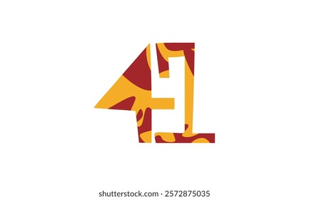 Simple vector number, lunar new year concept, red and gold isolated on white background, template number 41