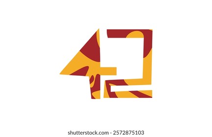 Simple vector number, lunar new year concept, red and gold isolated on white background, template number 42