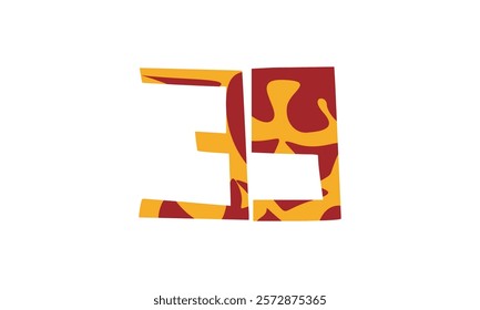 Simple vector number, lunar new year concept, red and gold isolated on white background, template number 39, thirty nine