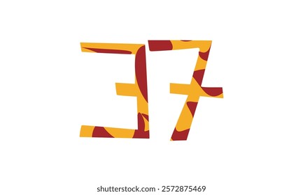 Simple vector number, lunar new year concept, red and gold isolated on white background, template number 37, Thirty seven