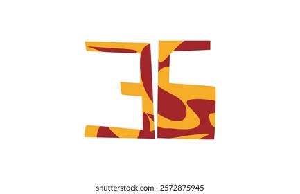 Simple vector number, lunar new year concept, red and gold isolated on white background, template number 36, thirty six