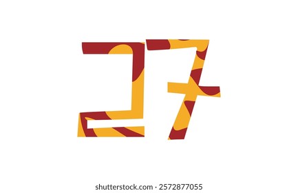 Simple vector number, lunar new year concept, red and gold isolated on white background, template number 27, twenty seven