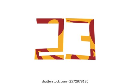 Simple vector number, lunar new year concept, red and gold isolated on white background, template number 23, twenty three