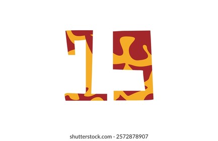 Simple vector number, lunar new year concept, red and gold isolated on white background, template number 19, nineteen