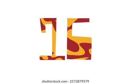 Simple vector number, lunar new year concept, red and gold isolated on white background, template number 16, sixteen