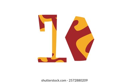 Simple vector number, lunar new year concept, red and gold isolated on white background, template number 10, ten