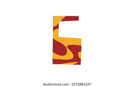 Simple vector number, lunar new year concept, red and gold isolated on white background, template number 6, six