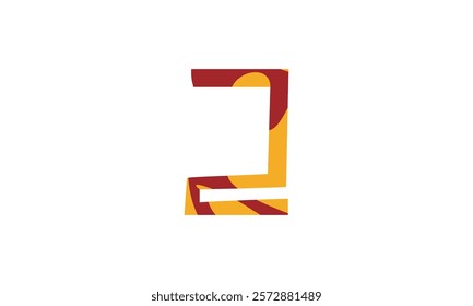 Simple vector number, lunar new year concept, red and gold isolated on white background, template number 2, two 